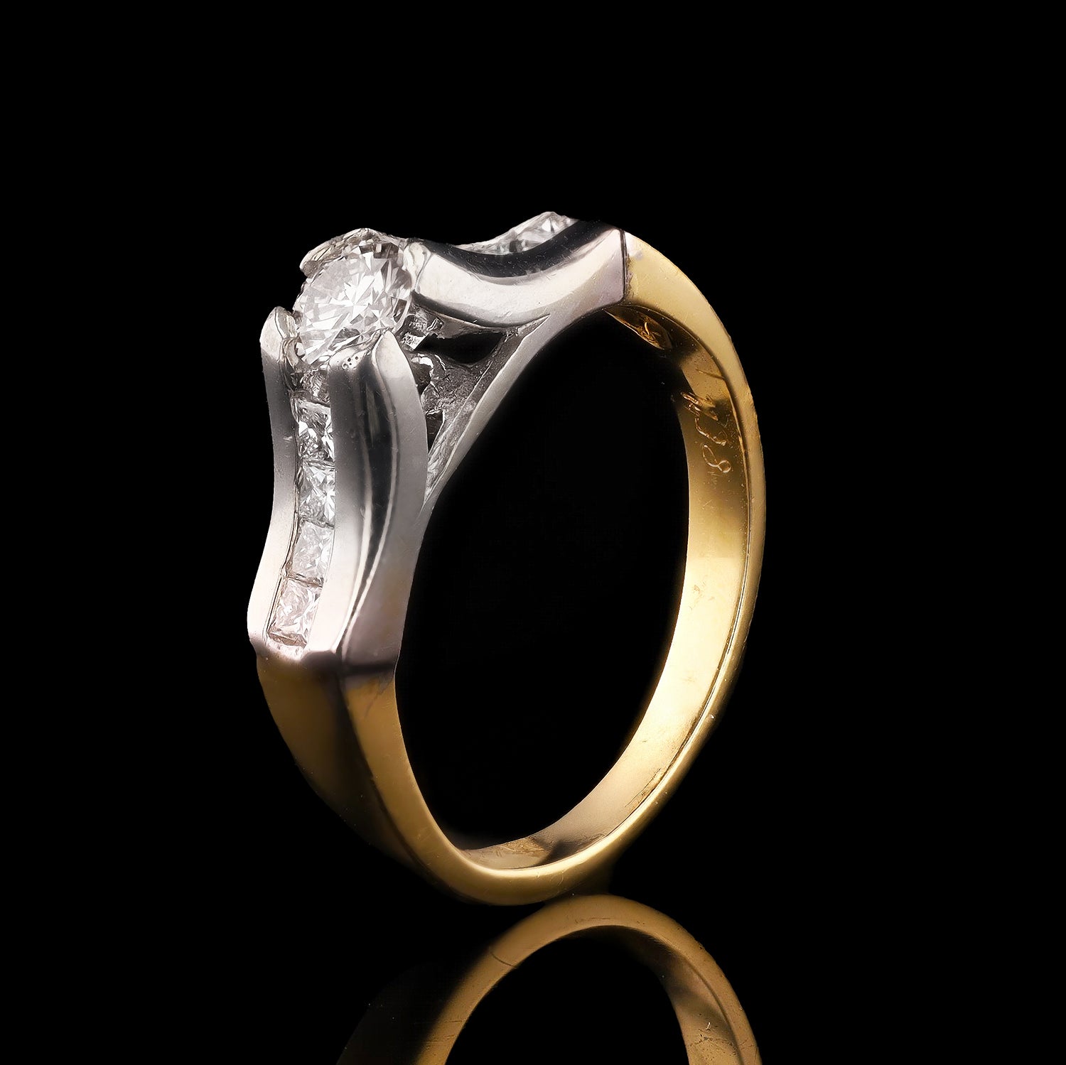 0.33ct H COLOR VS1 CLARITY CENTER Diamond 14K Yellow and White Gold Ring (0.47ctw Diamonds)