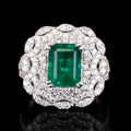 3.32ct Emerald and 1.60ctw Diamond Platinum Ring (GIA CERTIFIED)