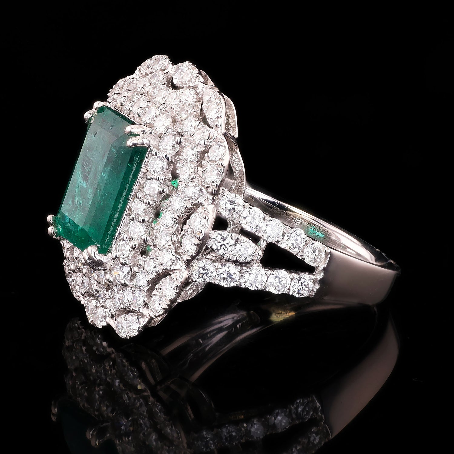 3.32ct Emerald and 1.60ctw Diamond Platinum Ring (GIA CERTIFIED)