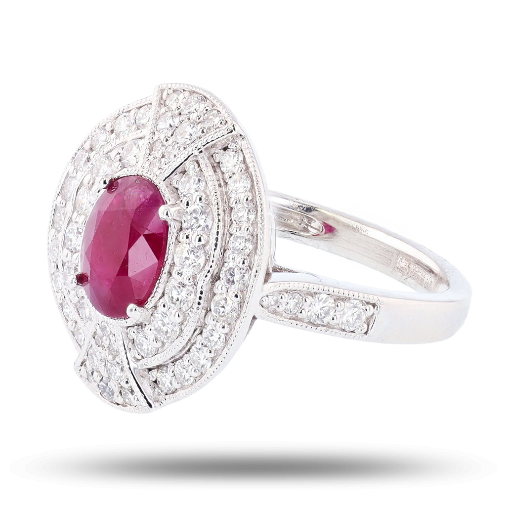 1.28ct BURMESE Ruby and 0.75ctw Diamond Platinum Ring (GIA CERTIFIED)