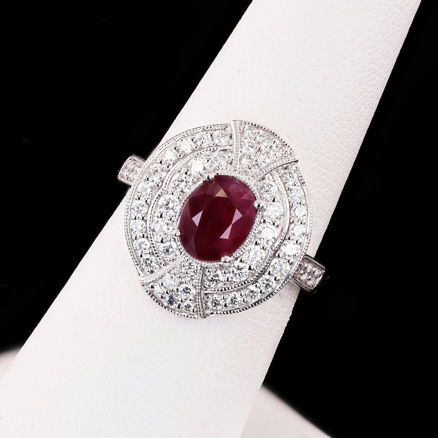 1.28ct BURMESE Ruby and 0.75ctw Diamond Platinum Ring (GIA CERTIFIED)