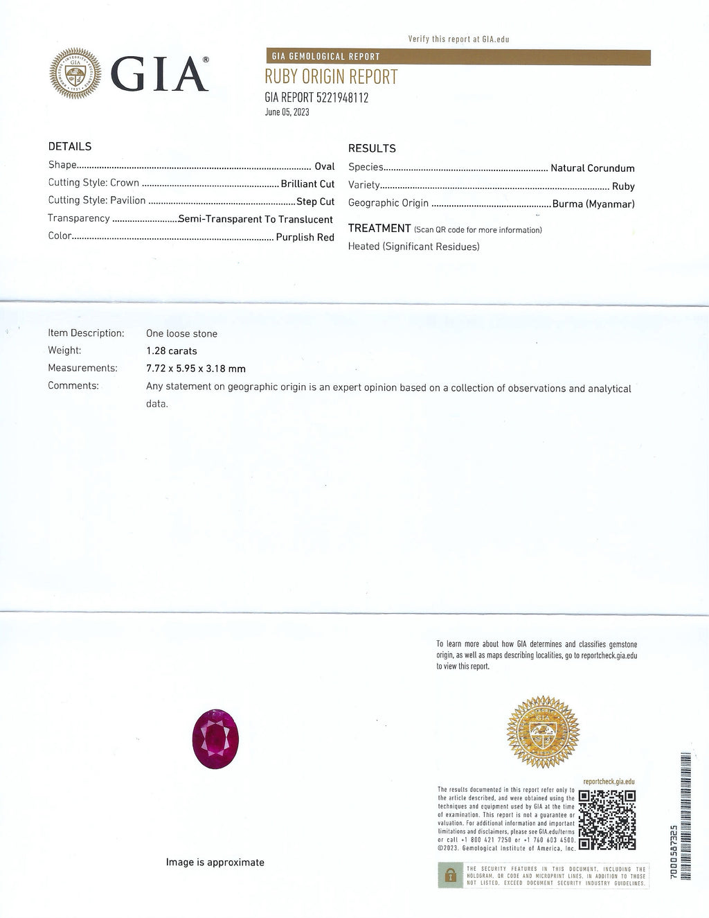 1.28ct BURMESE Ruby and 0.75ctw Diamond Platinum Ring (GIA CERTIFIED)