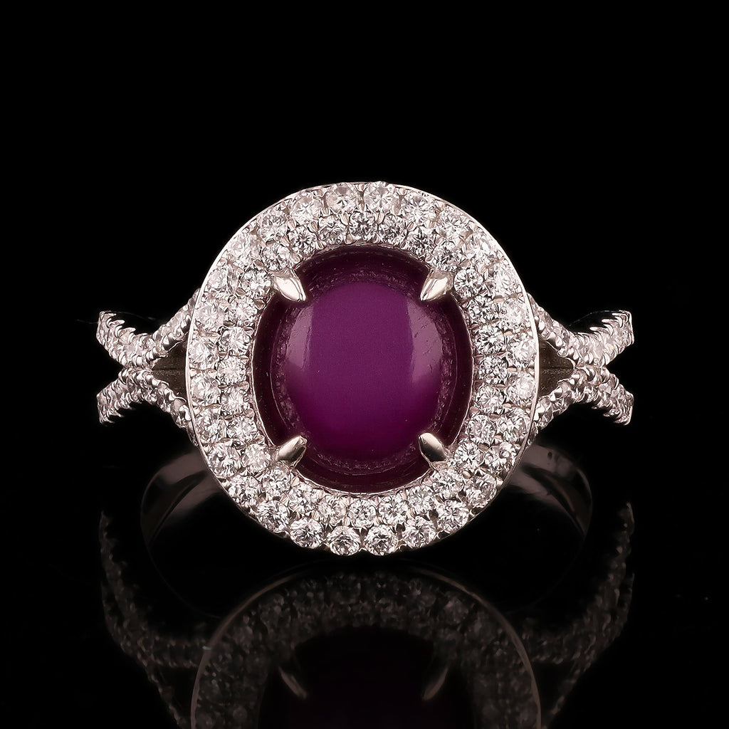 4.16ct UNHEATED Ruby and 0.68ctw Diamond Platinum Ring (GIA CERTIFIED)