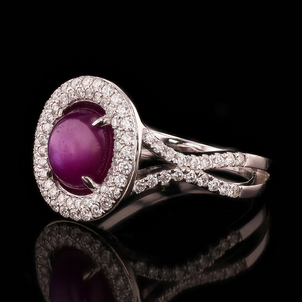 4.16ct UNHEATED Ruby and 0.68ctw Diamond Platinum Ring (GIA CERTIFIED)
