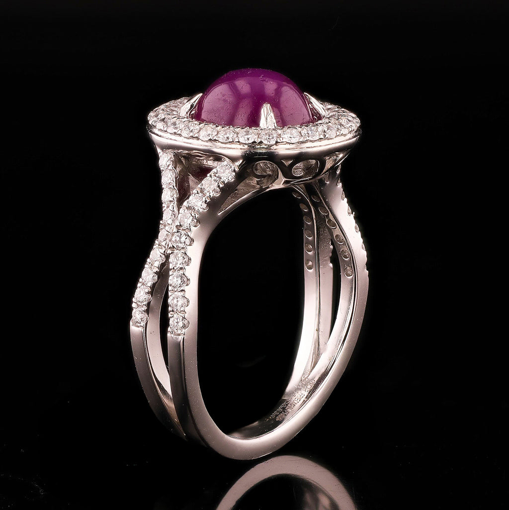 4.16ct UNHEATED Ruby and 0.68ctw Diamond Platinum Ring (GIA CERTIFIED)