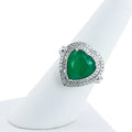 4.19ct Heart Shaped Emerald and 0.76ctw Diamond Platinum Ring (GIA CERTIFIED)
