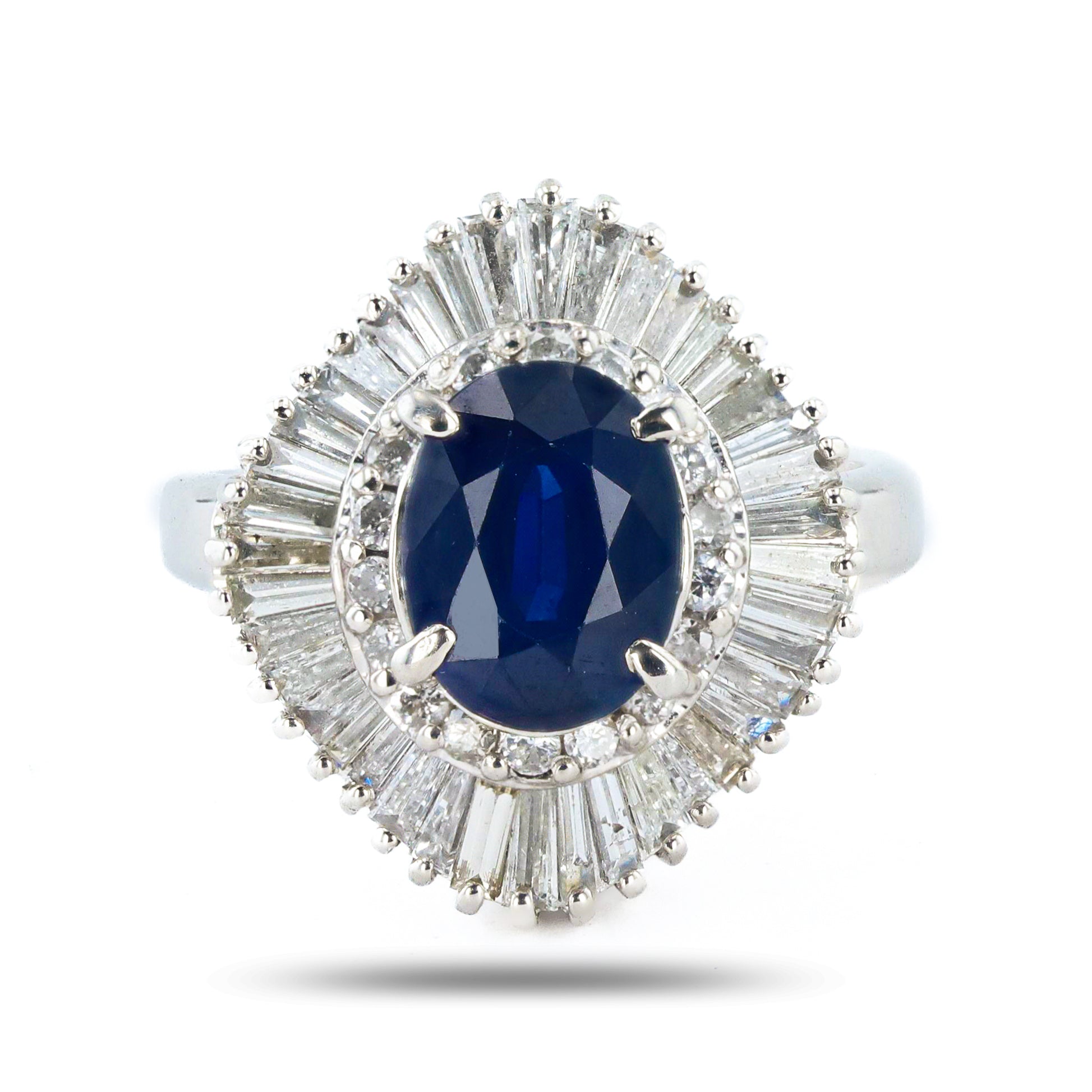 2.49ct Blue Thailand Sapphire and 1.20ctw Diamond Platinum Ring (GIA CERTIFIED)