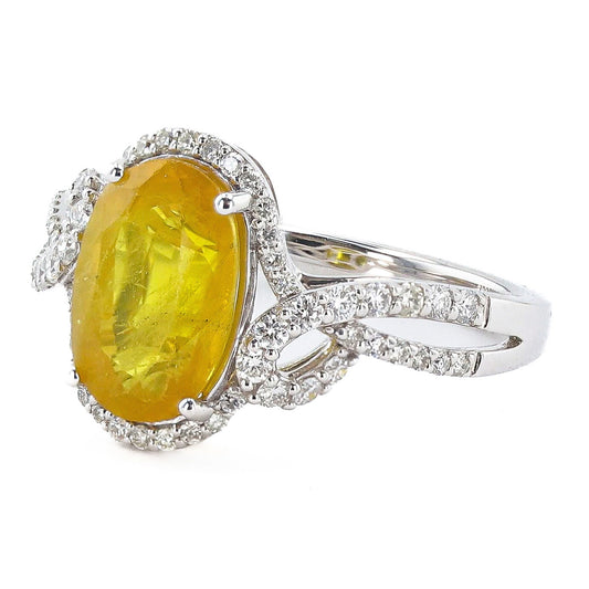 3.09ct Yellow Sapphire and 0.38ctw Diamond 14K White Gold Ring