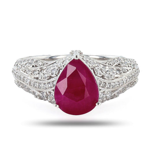 3.02ct BURMESE Ruby and 0.69ctw Diamond Platinum Ring (GIA CERTIFIED)