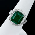 8.78ct Emerald and 0.55ctw Diamond Platinum Ring (GIA CERTIFIED)