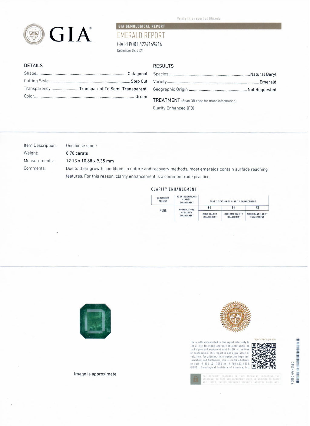 8.78ct Emerald and 0.55ctw Diamond Platinum Ring (GIA CERTIFIED)
