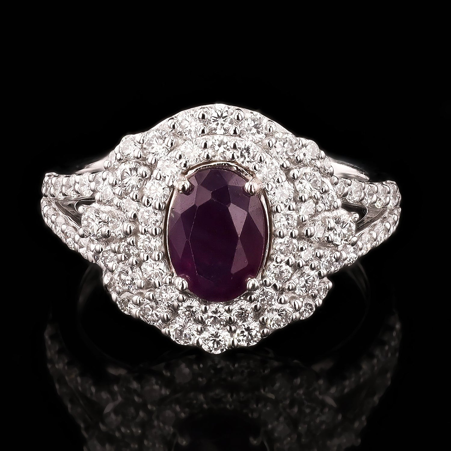 1.49ct UNHEATED Purple-Pink KASHMIR Sapphire and 0.99ctw Diamond Platinum Ring (GIA CERTIFIED)