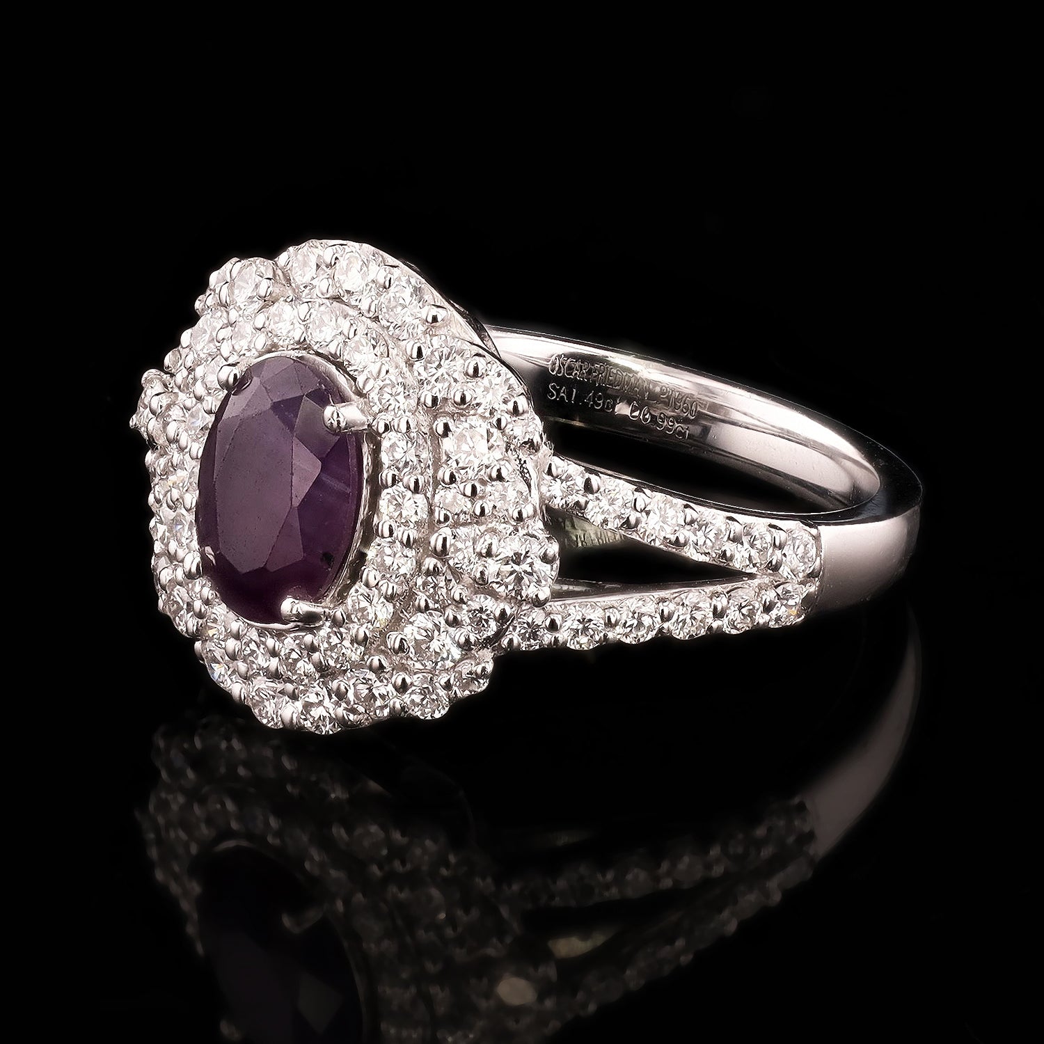 1.49ct UNHEATED Purple-Pink KASHMIR Sapphire and 0.99ctw Diamond Platinum Ring (GIA CERTIFIED)