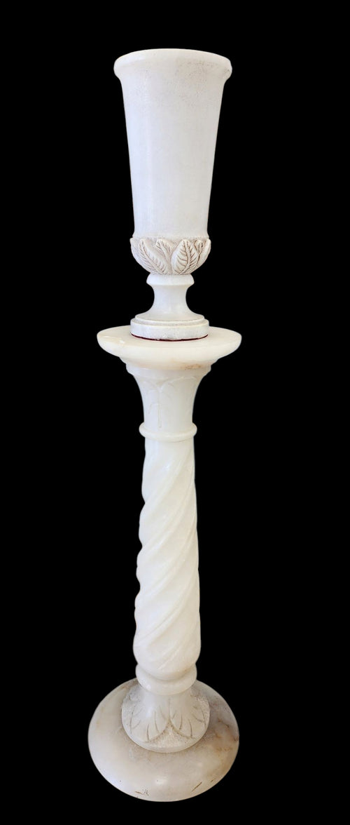 Antique Alabaster Vase and Pedestal