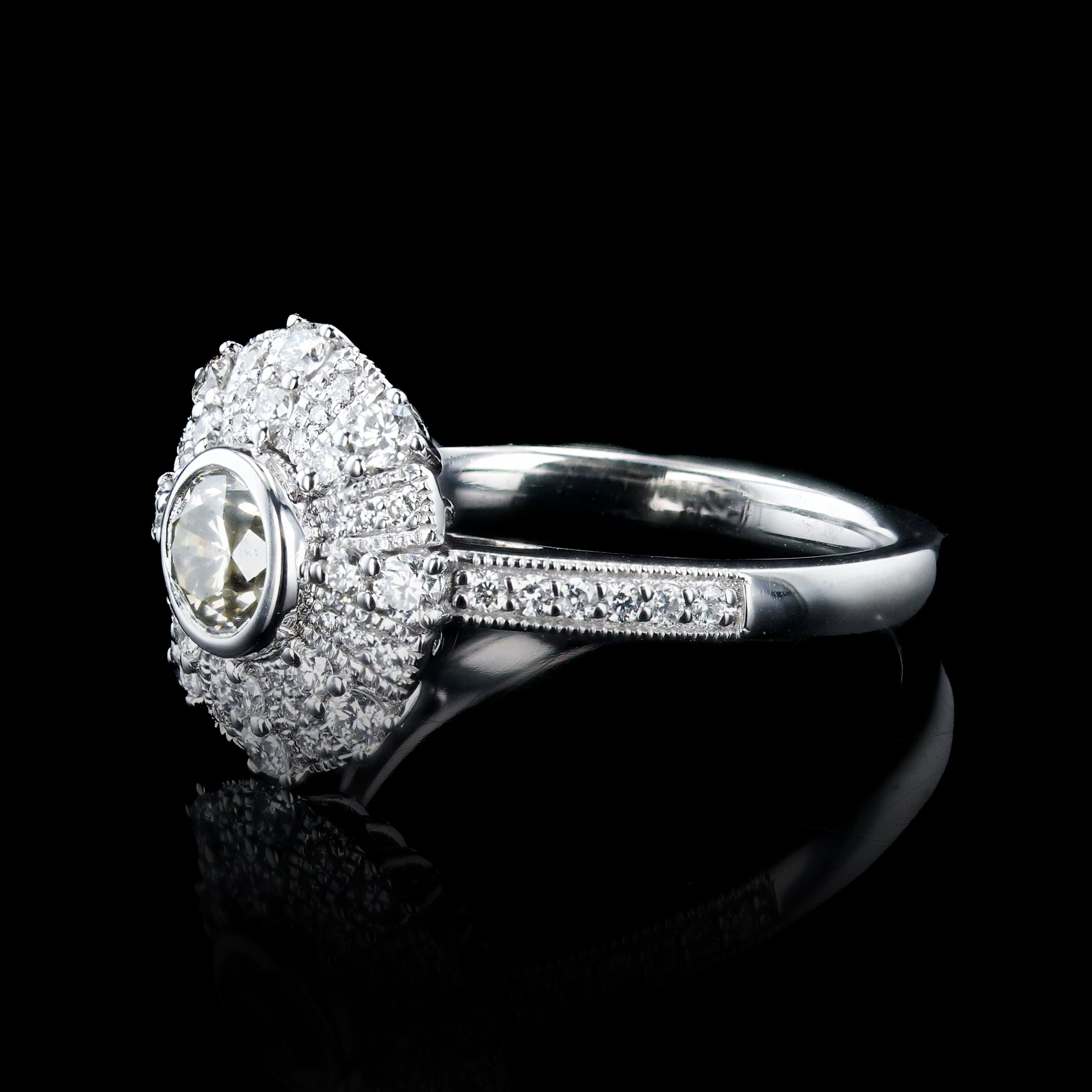 0.60ct K COLOR SI2 CLARITY CENTER Diamond Platinum Ring (1.13ctw Diamonds)