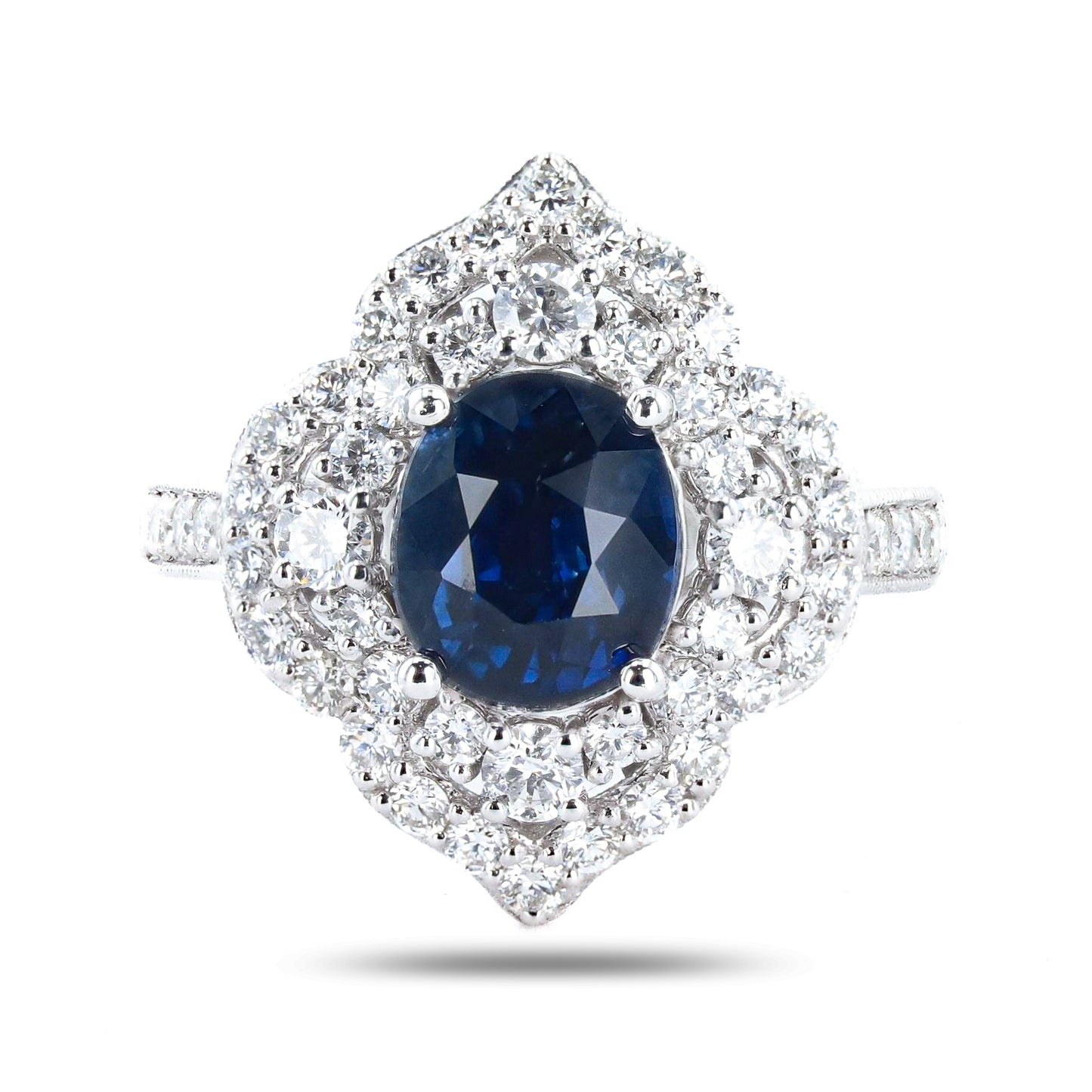 3.20ct UNHEATED Blue Sapphire and 1.15ctw Diamond Platinum Ring (GIA CERTIFIED)