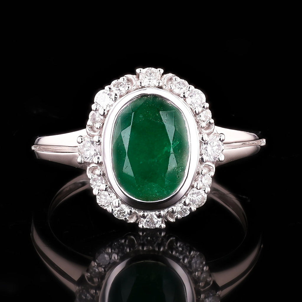 1.68ct Emerald and 0.28ctw Diamond Platinum Ring