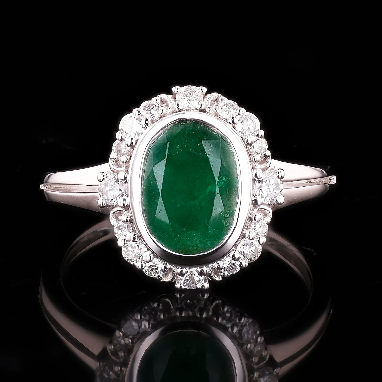 1.68ct Emerald and 0.28ctw Diamond Platinum Ring