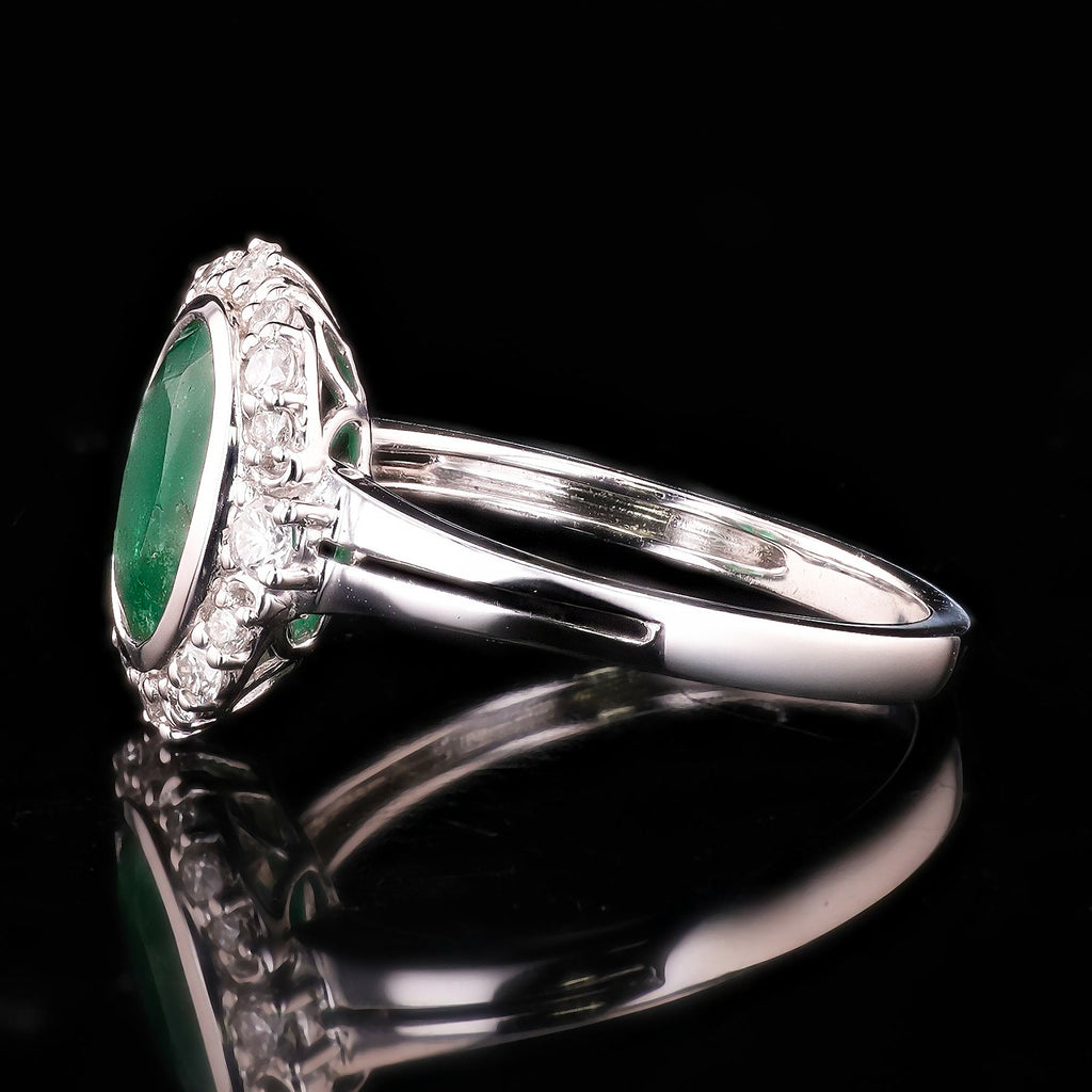 1.68ct Emerald and 0.28ctw Diamond Platinum Ring