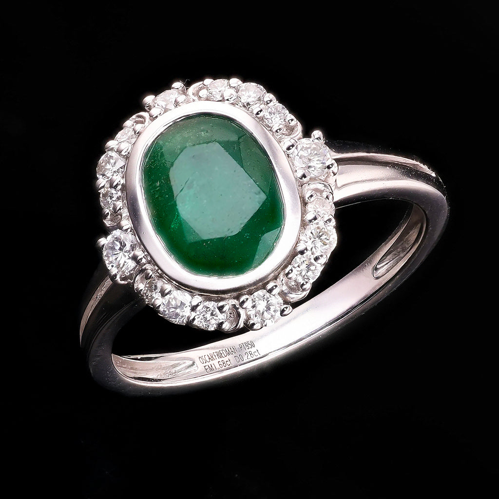 1.68ct Emerald and 0.28ctw Diamond Platinum Ring