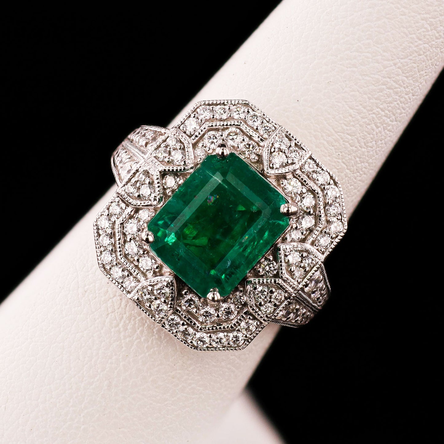 3.92ct Emerald and 0.85ctw Diamond Platinum Ring (GIA CERTIFIED)