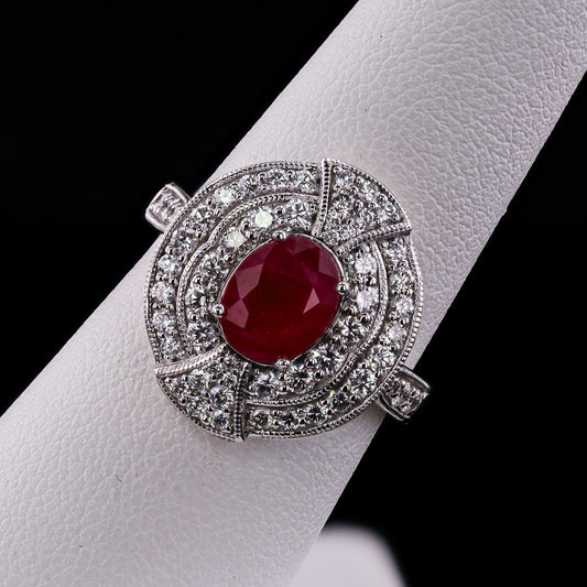 2.11ct BURMESE Ruby and 0.75ctw Diamond Platinum Ring (GIA CERTIFIED)