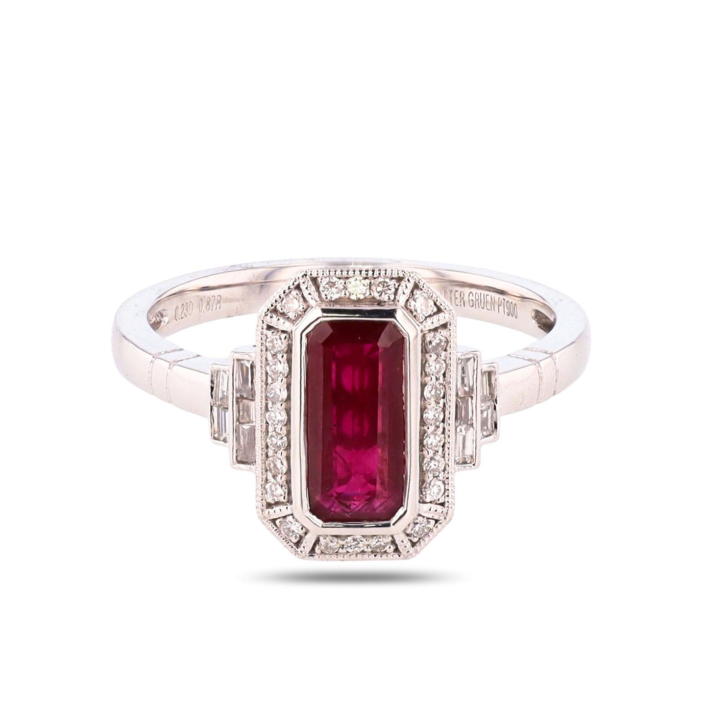 0.87ct Ruby and 0.23ctw Diamond Platinum Ring
