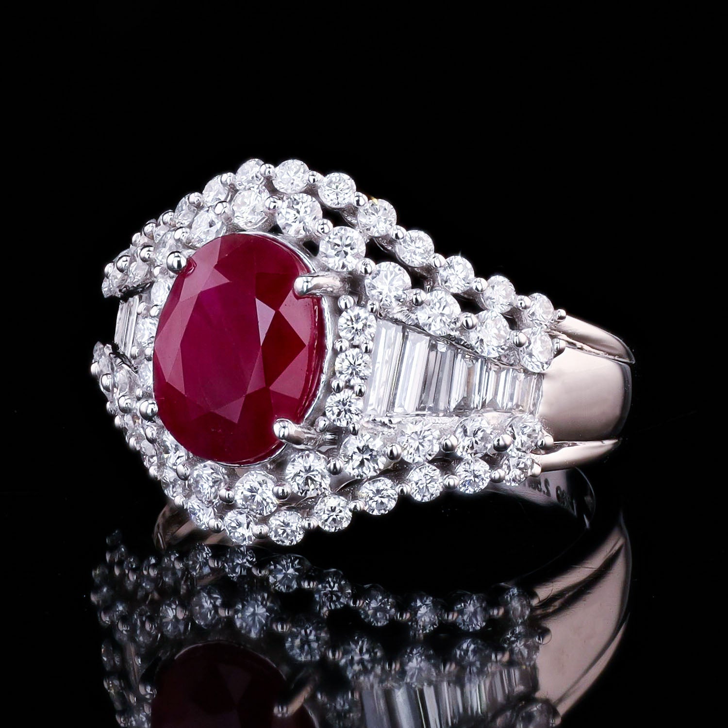 2.58ct BURMESE Ruby and 1.28ctw Diamond Platinum Ring (GIA CERTIFIED)