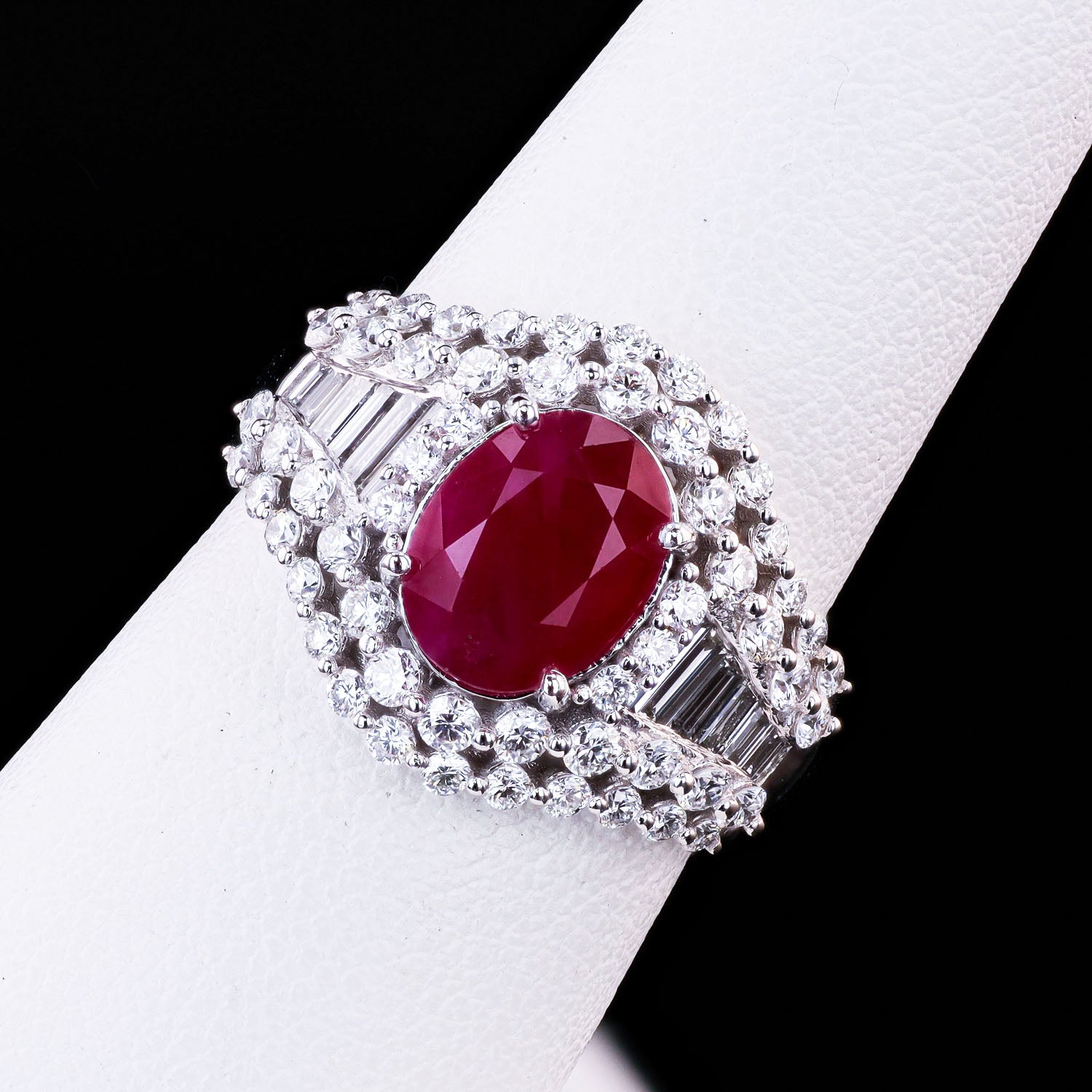 2.58ct BURMESE Ruby and 1.28ctw Diamond Platinum Ring (GIA CERTIFIED)