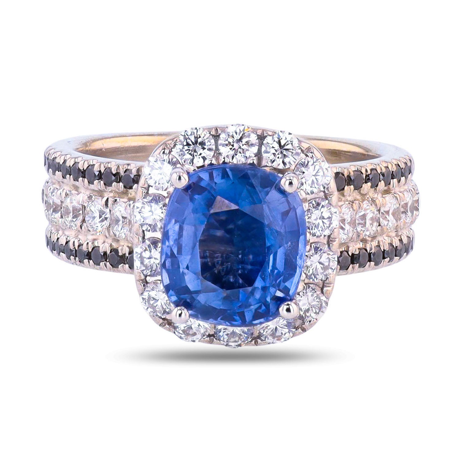 2.76ct Blue Sri Lanka Sapphire and 1.08ctw Diamond 14K White Gold Ring (GIA CERTIFIED)