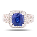 2.62ct Blue Sapphire and 0.57ctw Diamond 18K White Gold Ring (GIA CERTIFIED)
