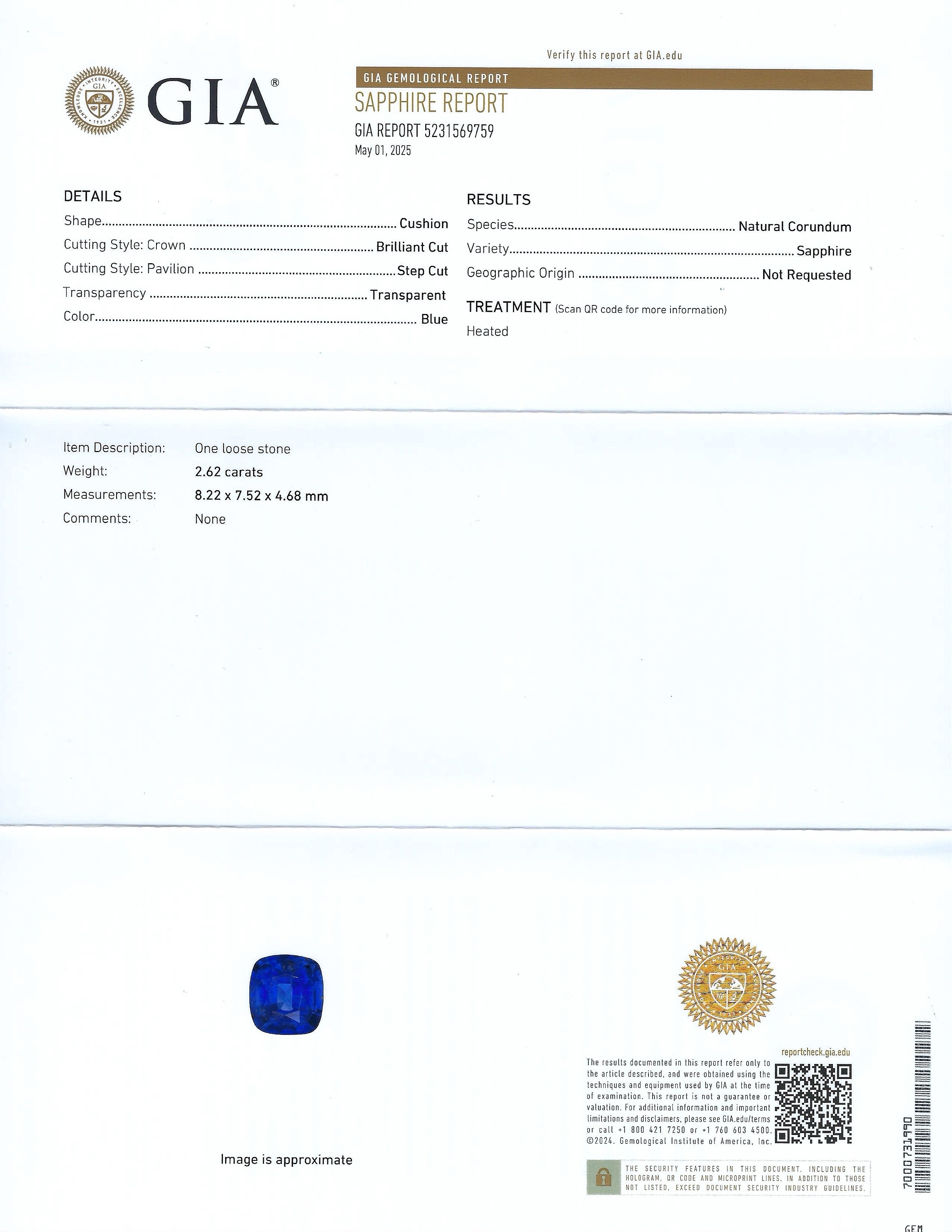 2.62ct Blue Sapphire and 0.57ctw Diamond 18K White Gold Ring (GIA CERTIFIED)