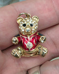 swarovski Swan Red Enamel Bear Crystal Pave Charm Signed