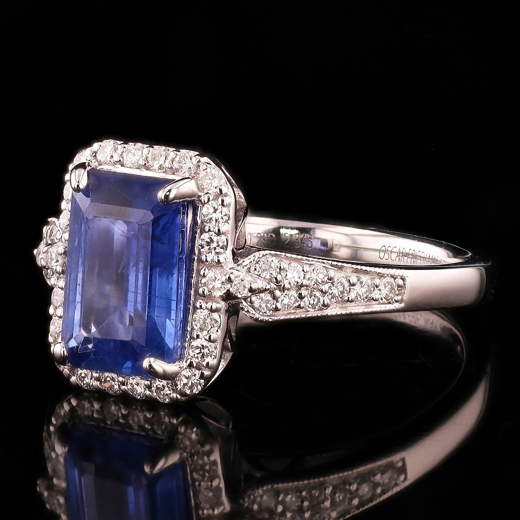 2.34ct Blue Sri Lanka Sapphire and 0.29ctw Diamond Platinum Ring
