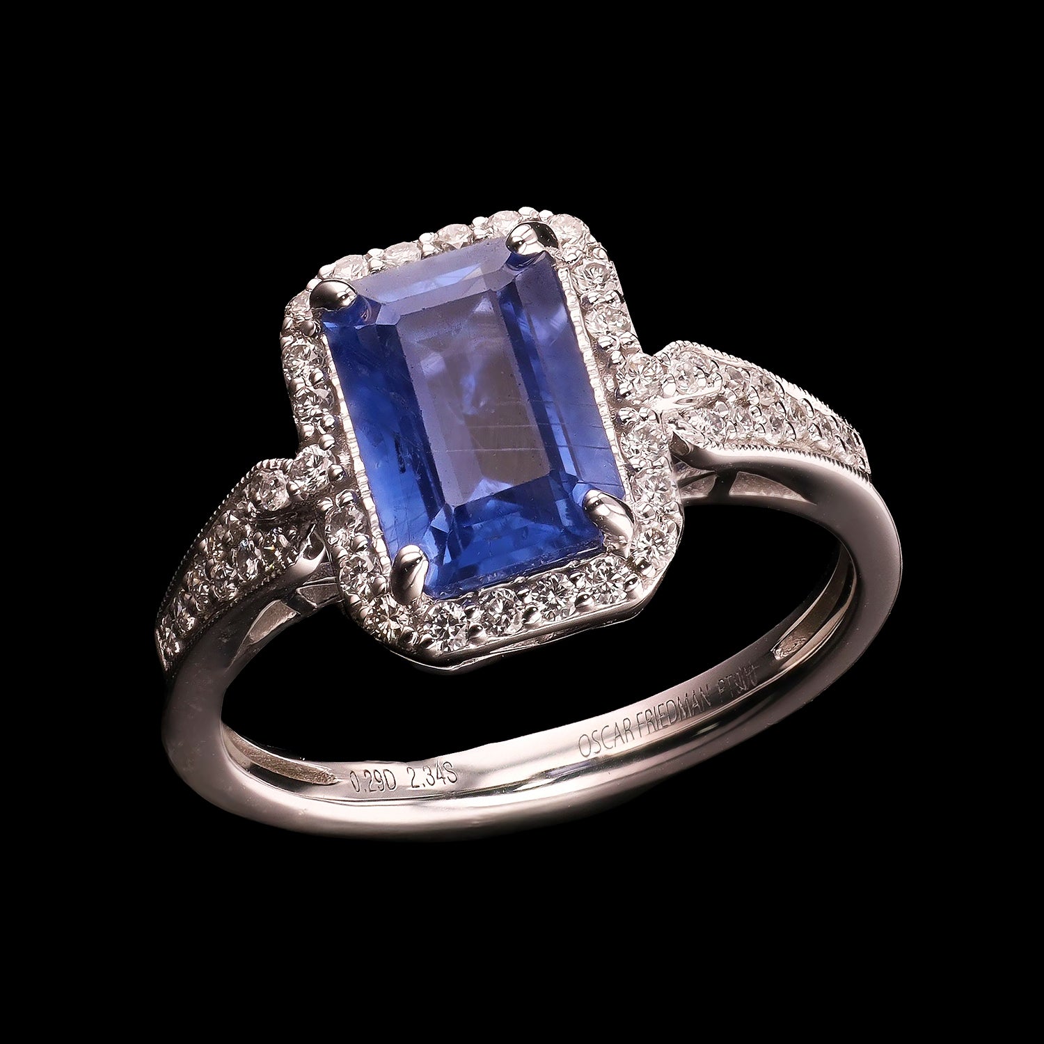 2.34ct Blue Sri Lanka Sapphire and 0.29ctw Diamond Platinum Ring