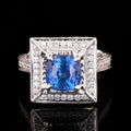 2.43ct Blue Sapphire and 1.35ctw Diamond 18K White Gold Ring (GIA CERTIFIED)