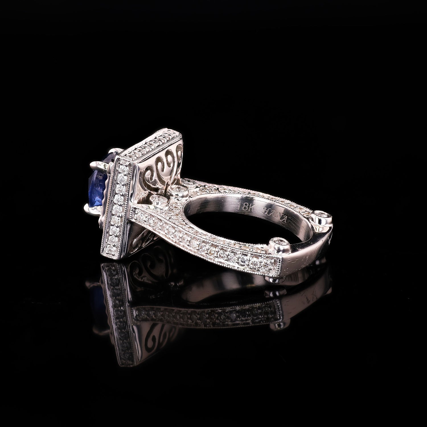 2.43ct Blue Sapphire and 1.35ctw Diamond 18K White Gold Ring (GIA CERTIFIED)