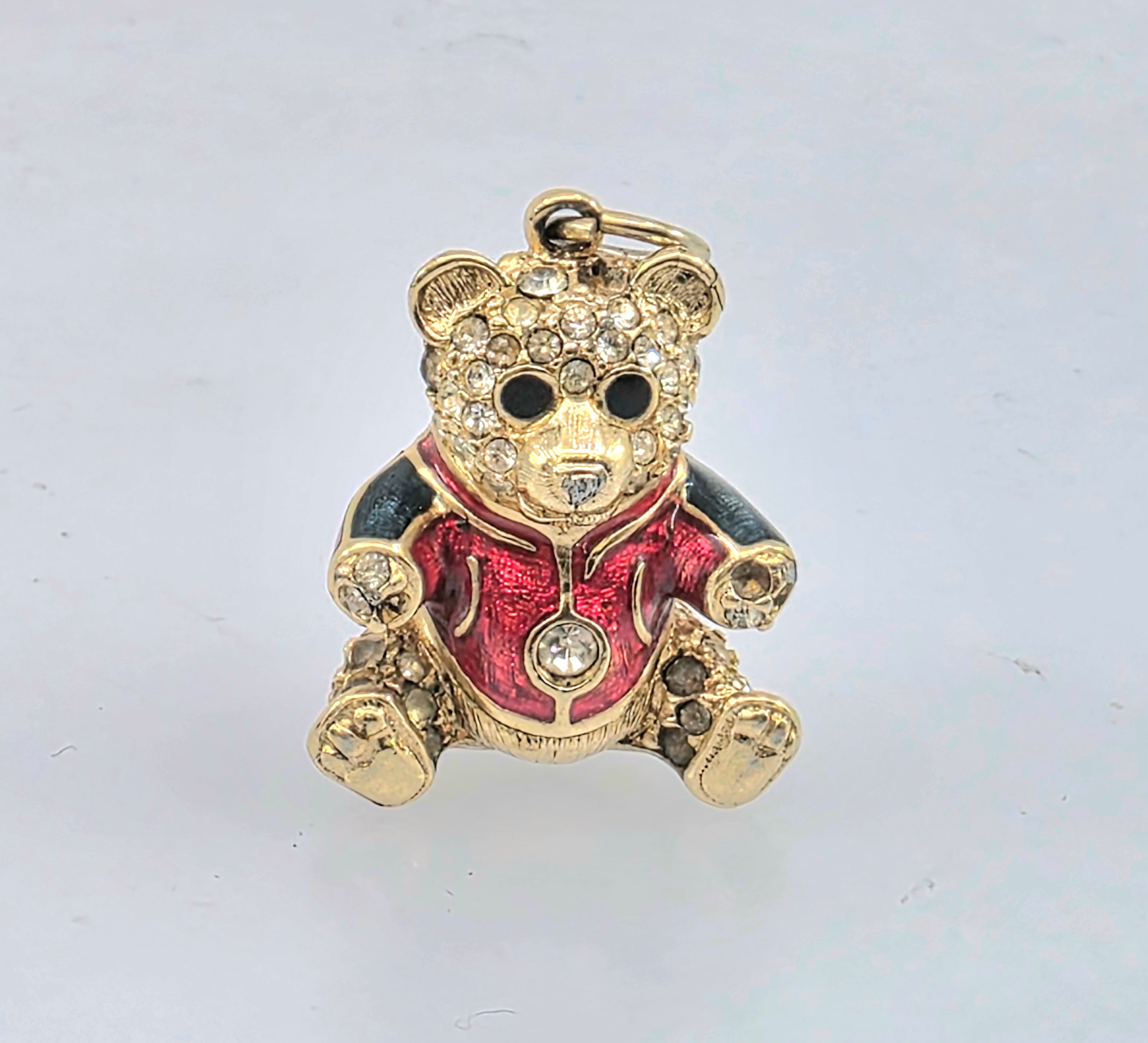 swarovski Swan Red Enamel Bear Crystal Pave Charm Signed
