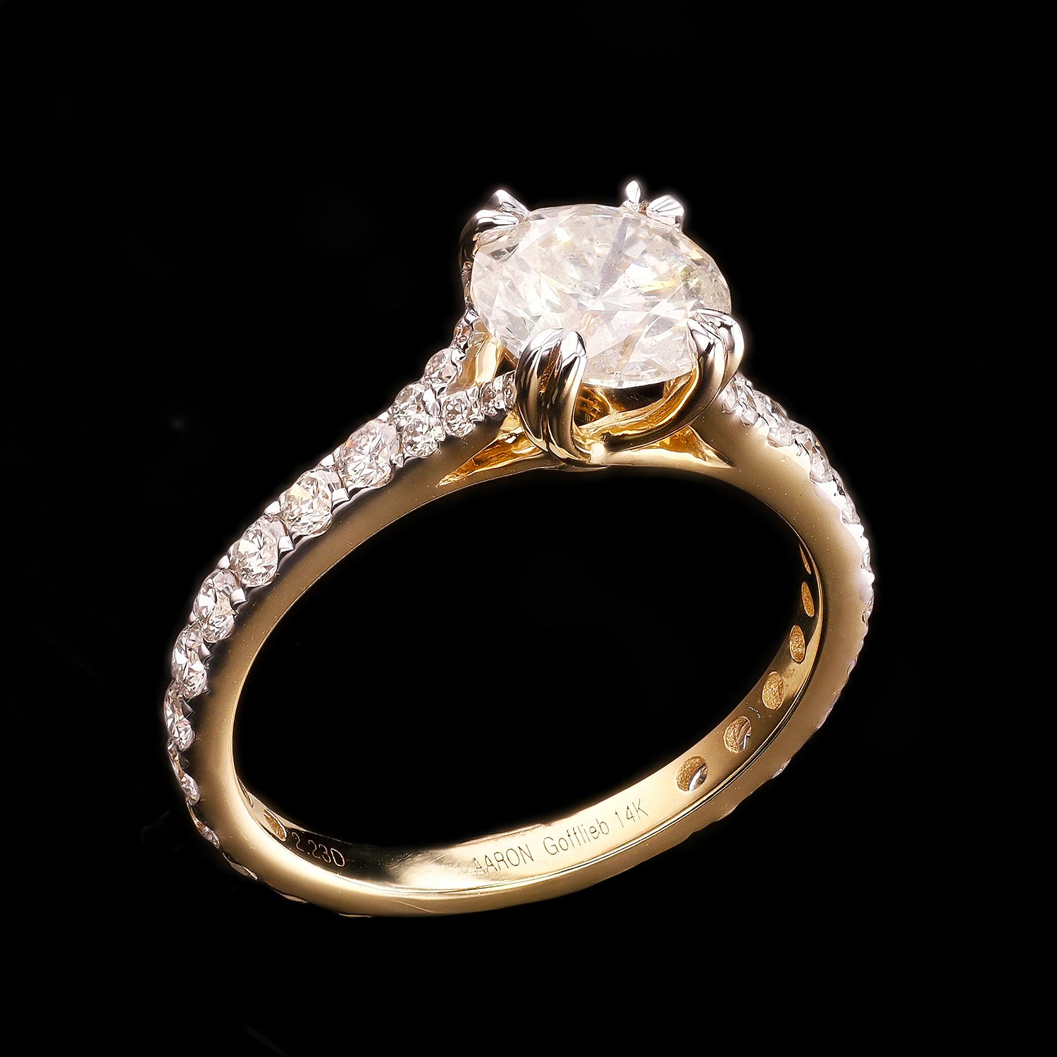 1.50ct I COLOR I1 CLARITY CENTER Diamond 14K Yellow Gold Ring (2.23ctw Diamonds)