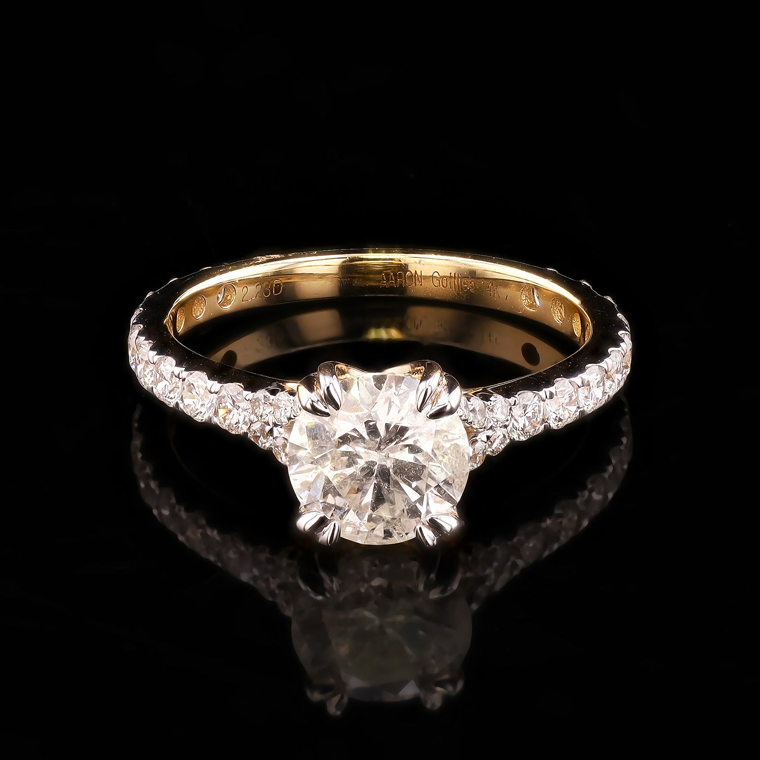 1.50ct I COLOR I1 CLARITY CENTER Diamond 14K Yellow Gold Ring (2.23ctw Diamonds)