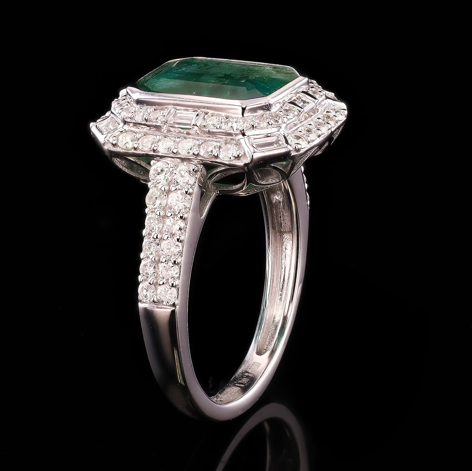 3.54ct Emerald and 1.02ctw Diamond Platinum Ring