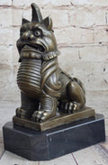 Vintage Fengshui Bronze Guardian Fu Foo Dogs Lion Door Leo Statue