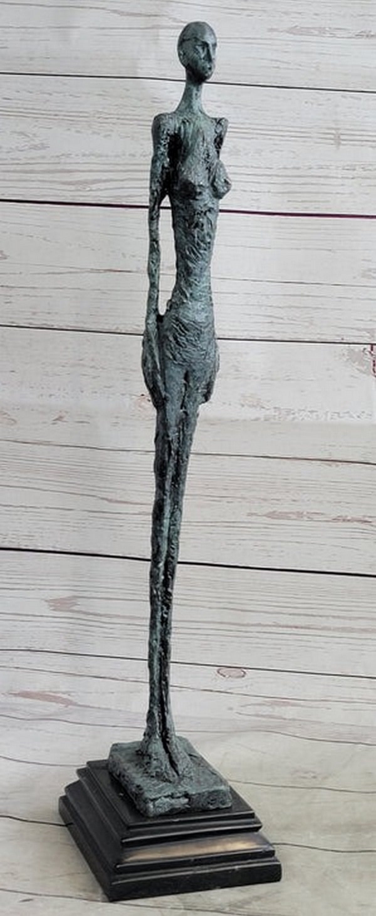 Woman of Venice after Alberto Giacometti  Bronze Sculpture Statue Stick Figure on Marble Base