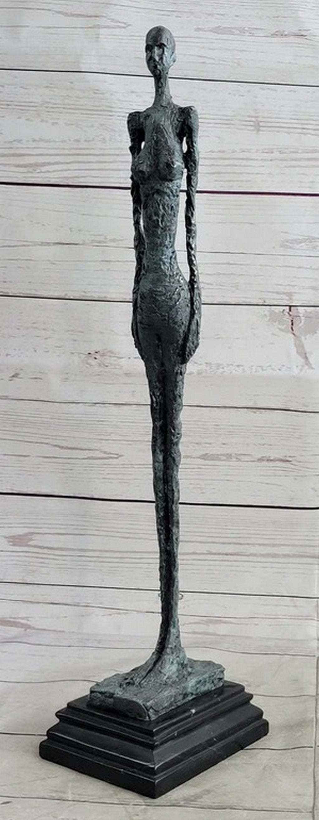 Woman of Venice after Alberto Giacometti  Bronze Sculpture Statue Stick Figure on Marble Base