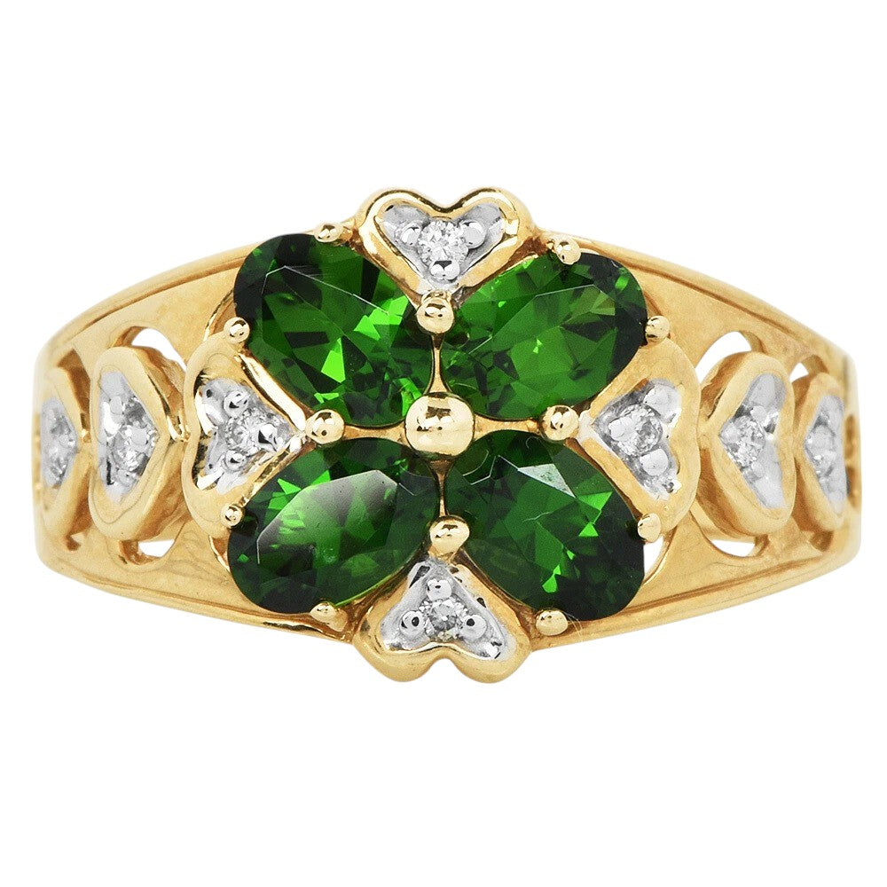 Michael Valitutti Diamond Tourmaline 14K Gold Heart Clover Band Ring