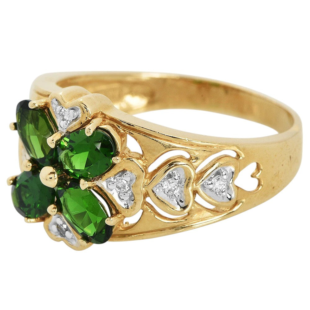 Michael Valitutti Diamond Tourmaline 14K Gold Heart Clover Band Ring