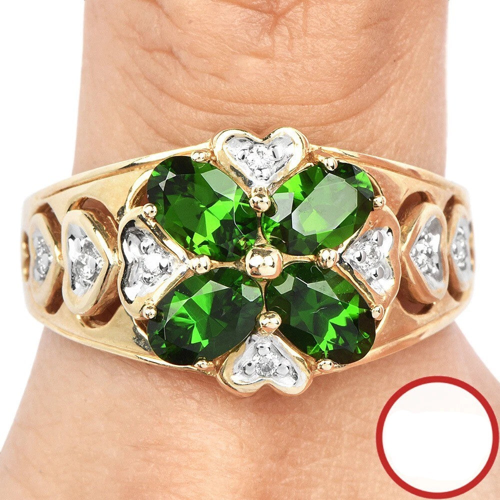 Michael Valitutti Diamond Tourmaline 14K Gold Heart Clover Band Ring
