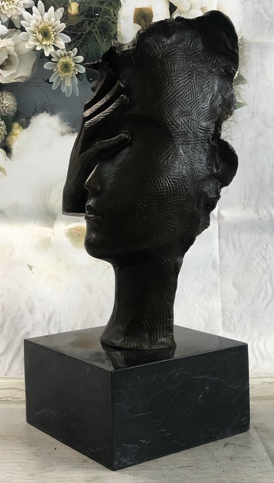 Dali Abstract Palm on Face Bronze Sculpture