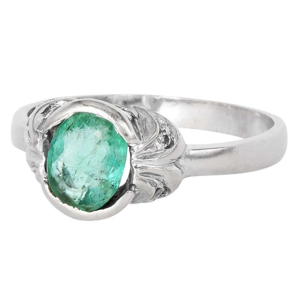 Estate Diamond 1.04ct Emerald 14K Gold Band Ring