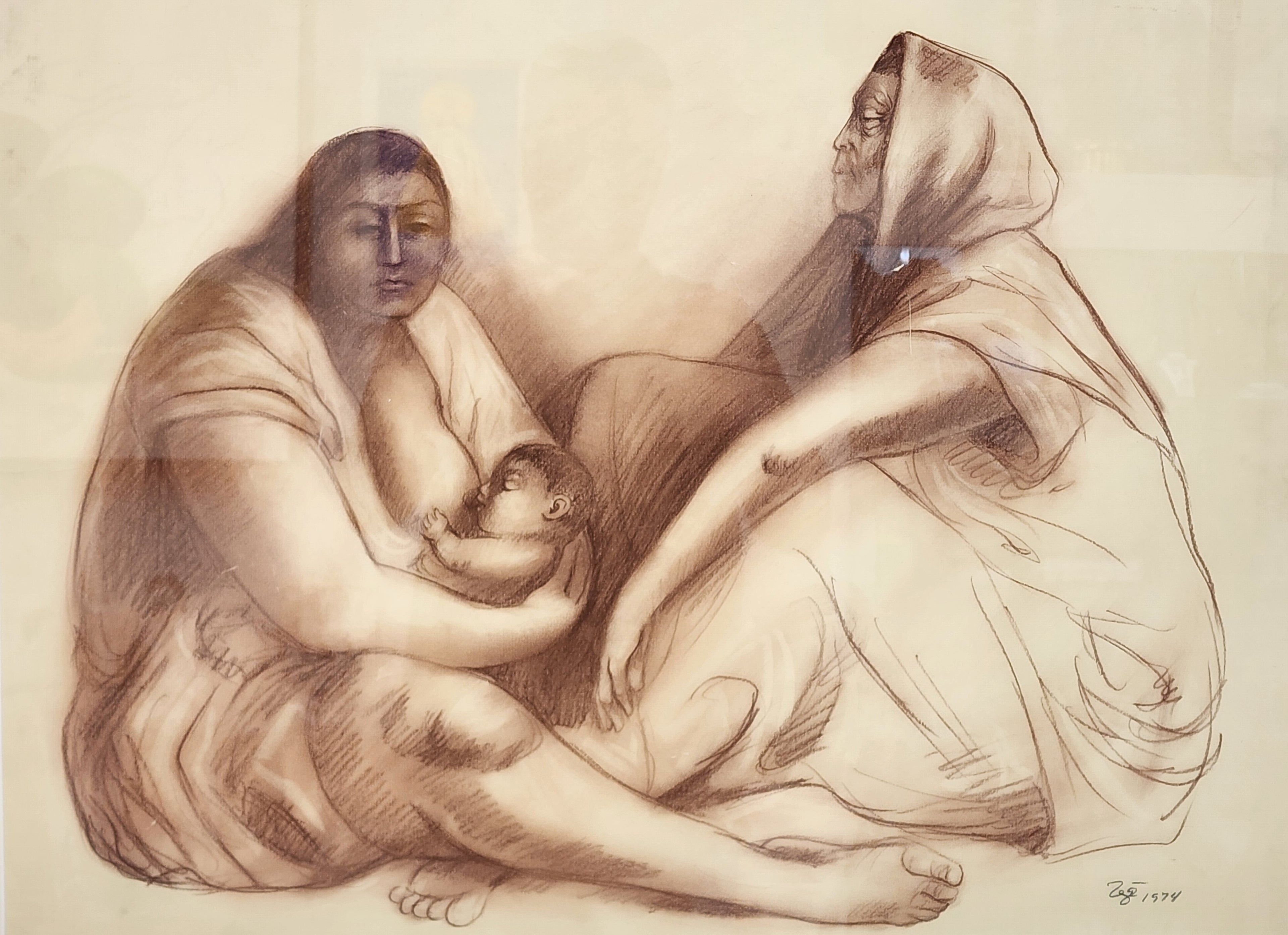 Francisco Zuniga sanguina on paper